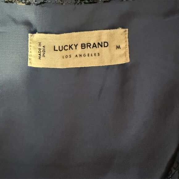 Lucky Brand Paisley Blue Print Sheer Long Sleeve Boho Top Size M - Picture 10 of 13